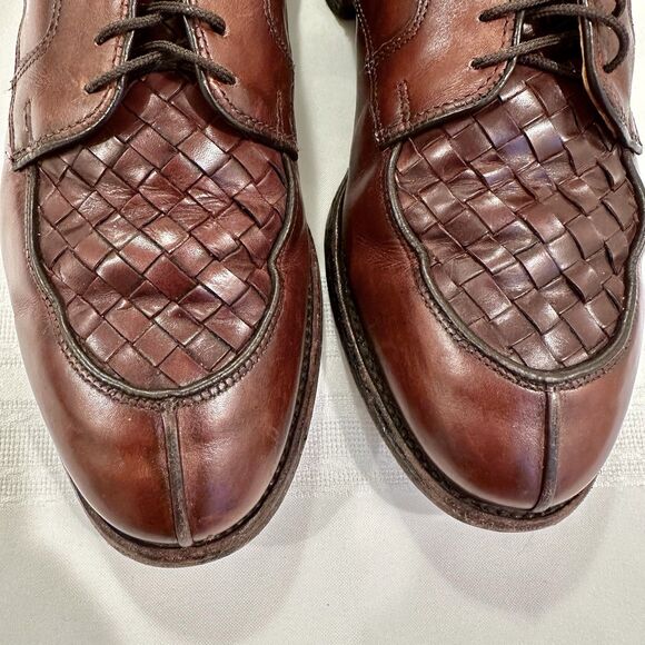 Allen Edmonds Shoes Hersey Weave Oxford Men 7.5 D Brown Leather Lace Up USA Made main image 8